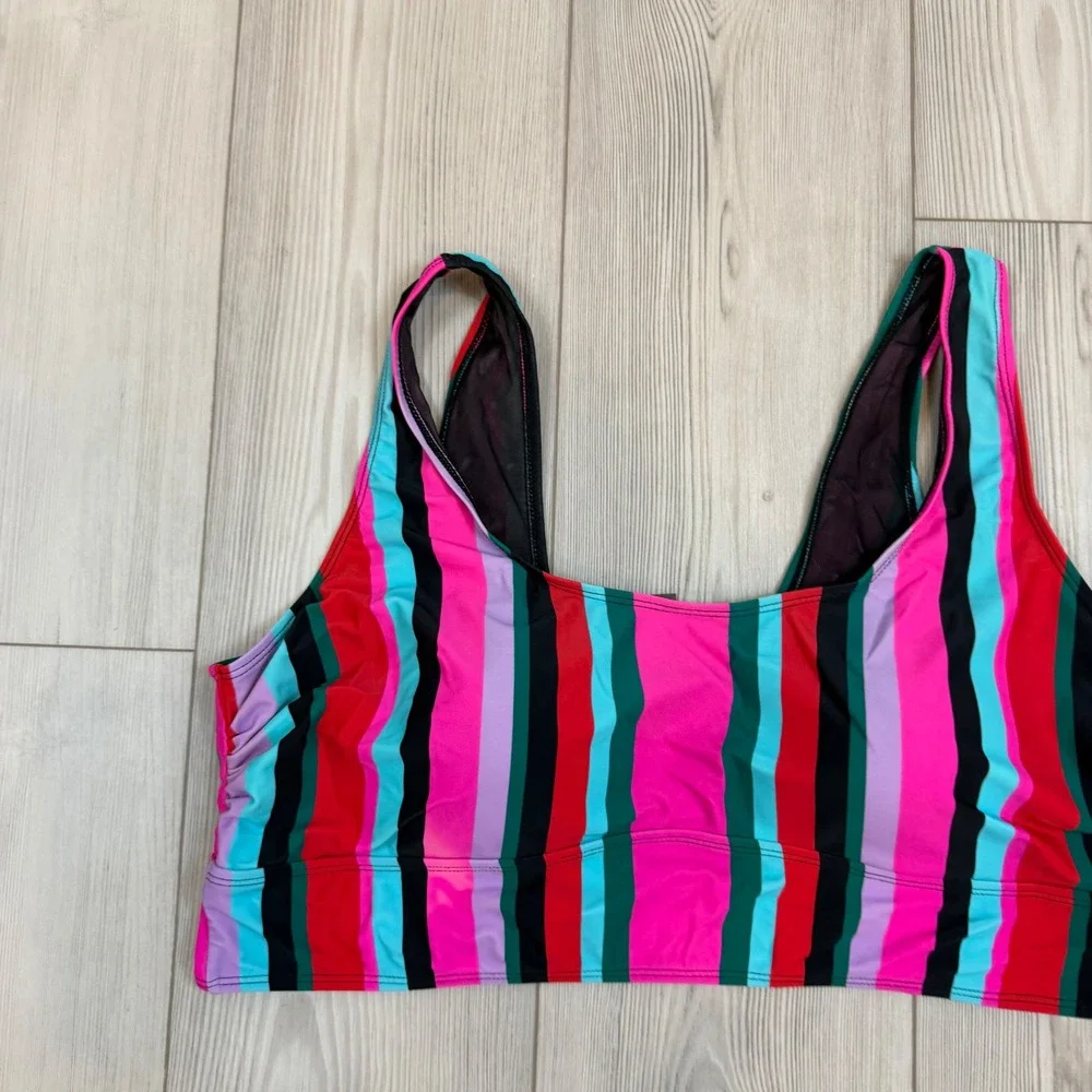 Torrid Multi Color Vertical Stripe Scoop Neck Bikini Swim Top Plus Size 3 3X